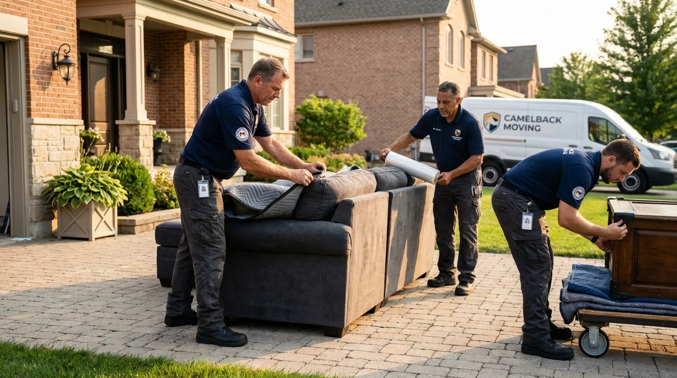 Large estate moving crew wrapping furniture in Bethesda, OH